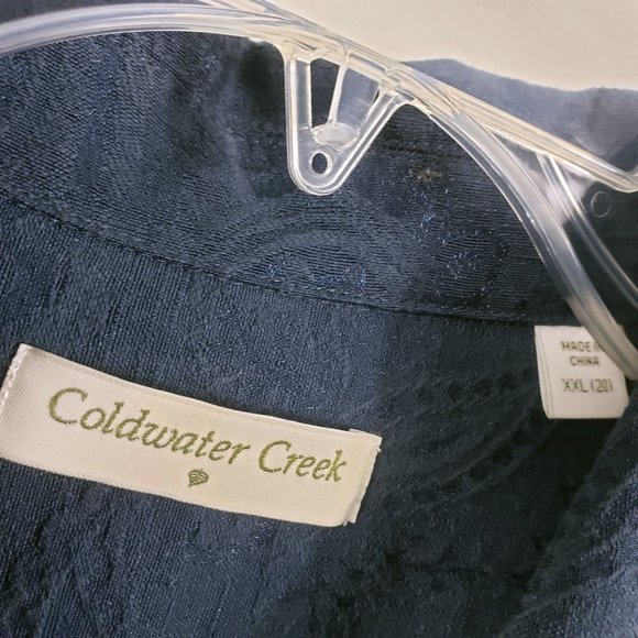 Coldwater Creek Women's Navy Embroidered Button Down Light Weight Coat Jacket - Picture 13 of 13